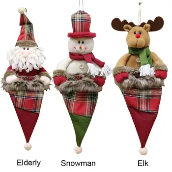 

3 Style Cartoon Plush Christmas Pendant Old Man Gift Bag Christmas Day Decoration Christmas Child Ornament Candy Bag Gift Bag