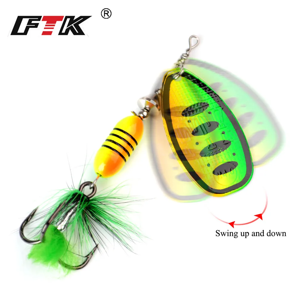 FTK Fishing Lures Spinner Bait Spoon Lure 1pcs With Feather