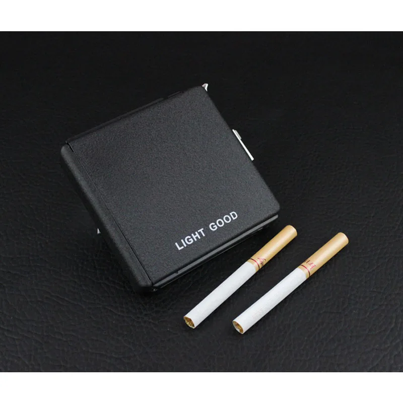 

(20 Cigarette ) Frosted Multifunction Cigarette Case Fashion Flameless Windproof Inflatable Gas Lighter Cigarette Box Men Gift