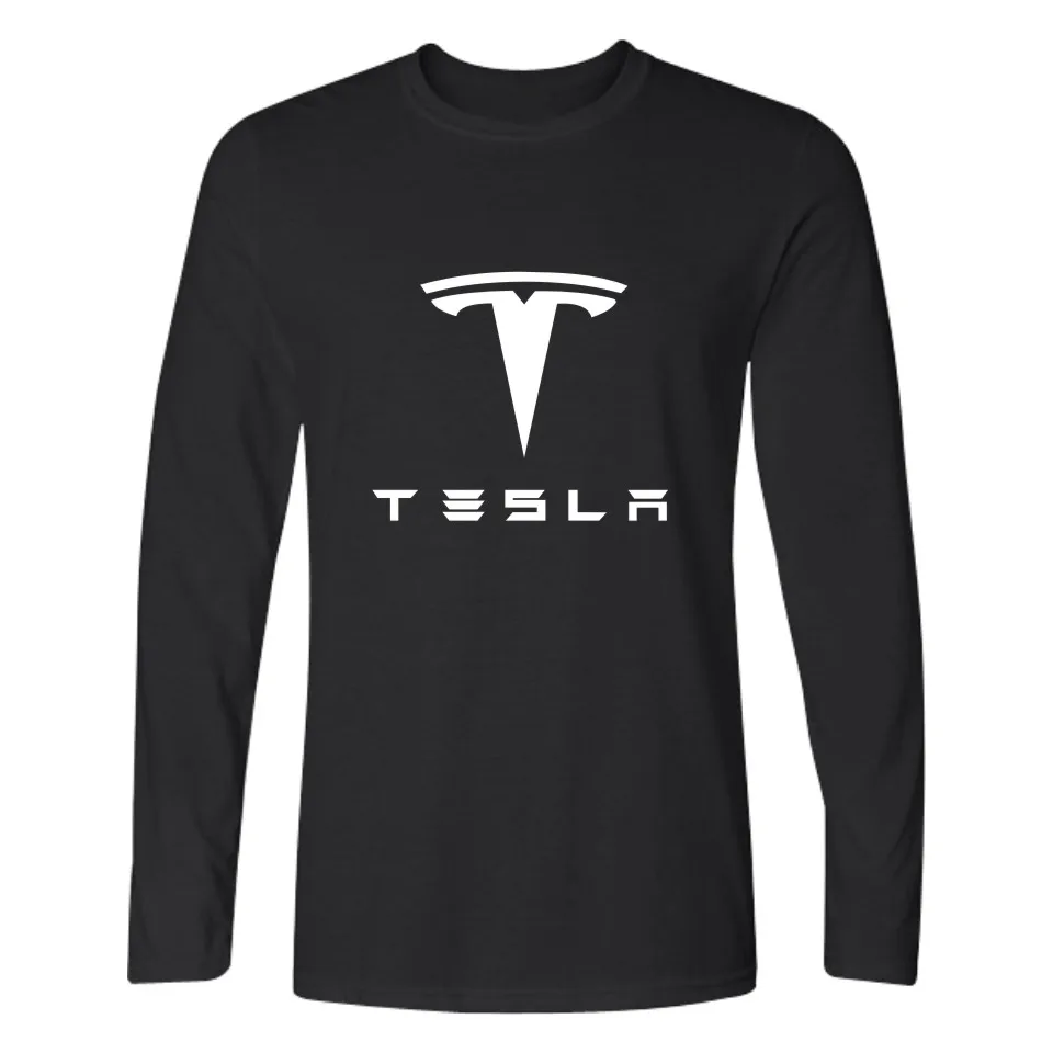 Tesla Long Sleeve Fashion TShirts Hip Hop T shirt Men Tops with Tesla