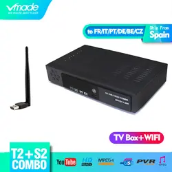 Vmade DVB T2 + S2 HD цифрового наземного Спутниковое комбо ТВ приемник H.264 MPEG2/4 1080 p Поддержка CCCAM DVB T2 S2 ТВ тюнер + USB WI-FI