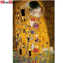 Полноразмерная Алмазная 5D картина «сделай сам» Gustav Klimt The Kiss вышивка крестиком Стразы мозаичная декоративная картина XY1
