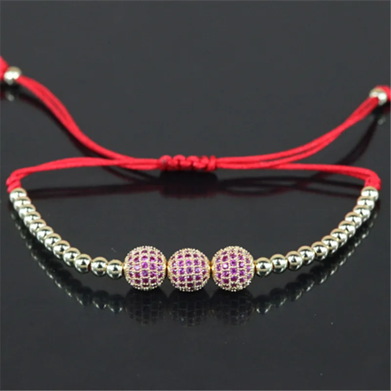 

New Arrival 8mm Micro Pink Inlay Zircon Beads Anil Arjandas Bracelet 24K Copper Beads Braiding Macrame Charm Bracelets
