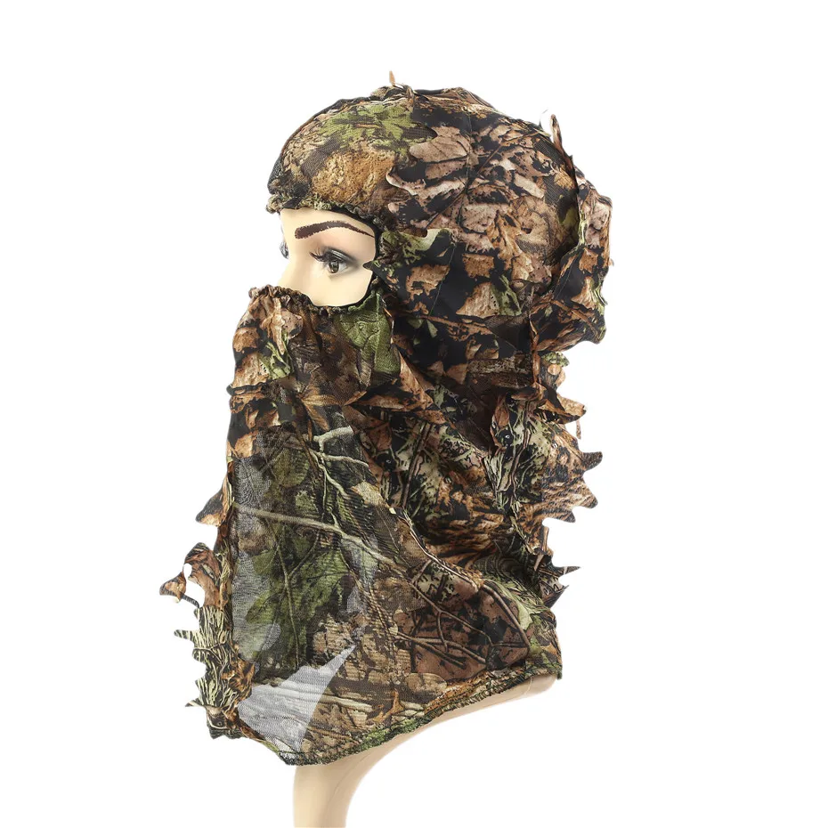 3D Камуфляж Охотничьи шапки ghillie костюмы Головные уборы камуфляжные маски для лица дышащие