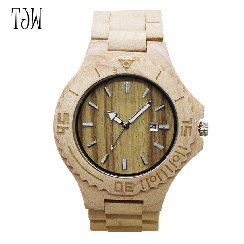 TJW 2018 hot sale wooden watch men fashion casual wood  watch full natural wooden sets wooden watch 