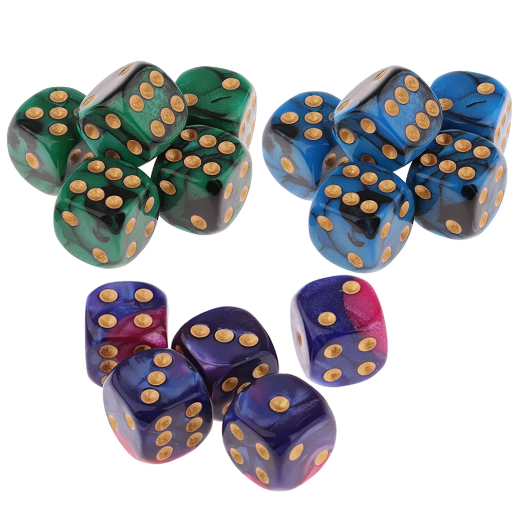 

15pcs 6-sided Resin Game Dice 16mm Dice for Board Games and Teaching Math Camping Hiking Pub Club Gaming Gift Accessories