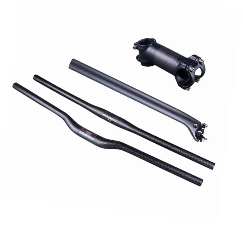 NEW arrive carbon handlebar set flat rise handlebar back seatpost stem