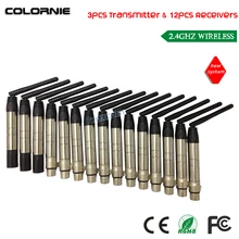 DHL/UPS 2,4G Беспроводной DMX512 3 шт. передатчик и 12 шт. приемник для сценический светильник, диско, диджейский Освещение сцены DJ шоу