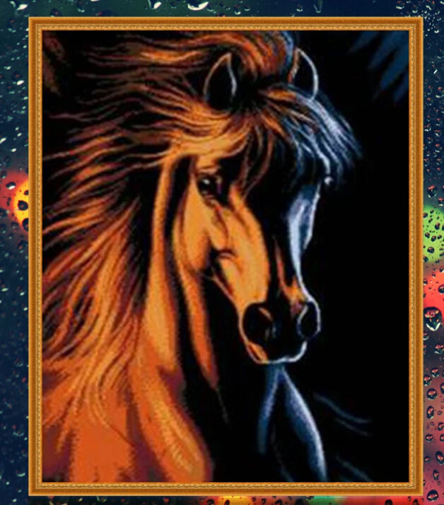 

Ice and Fire horse Full drill diamond embroidery 3d diamond cross stitch rhinestone diamond mosaic pictures of rhinestones m132