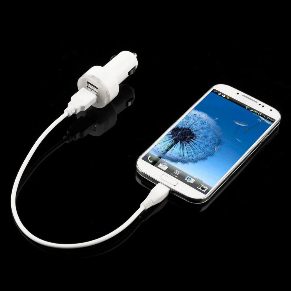 Автомобильный мини адаптер с двумя портами USB 12 В 24 для iPad2 3 iPhone 4 iPod MP3 планшетов