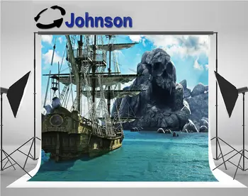 

fantasy pirate Skull Island Merchant Sailing Ship backgrounds Vinyl cloth High quality Computer print wall backdrops