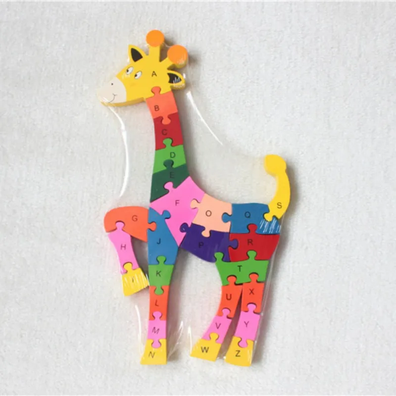 Развивающие детские игрушки Английский алфавит пятнистый олень головоломка собранные строительные блоки деревянная игрушка 3D головоломка получить удовольствие