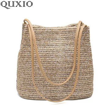 

2020 New Summer Straw Bag For Women Holiday Casual Handbag Weaving Beach Bucket Shoulder Bags South Korea'S Bag Mpb02