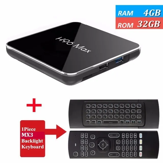 H96 Max X2 Smart tv BOX 4 ГБ 32 ГБ 64 ГБ Android 8,1 четырехъядерный процессор Amlogic S905X2 LPDDR4 2,4G и 5 ГГц двойной Wifi 4K BT телеприставка - Цвет: 32G MX3 Backlit