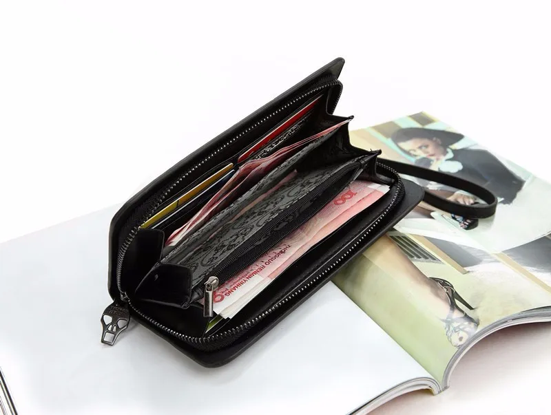 fashion women wallet skull rivet (4)