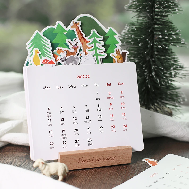 

Creative 2019 Forest Animals Nordic Life Desk Calendar DIY Table Calendars Daily Schedule Planner 2019.01~2019.12