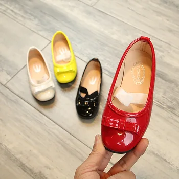 

2019 Spring Kids Shallow Flat Shoes for Girls Toddler Girls Slip-on PU Length Shoes Kids Princess Dance Shoes Rubber Sole