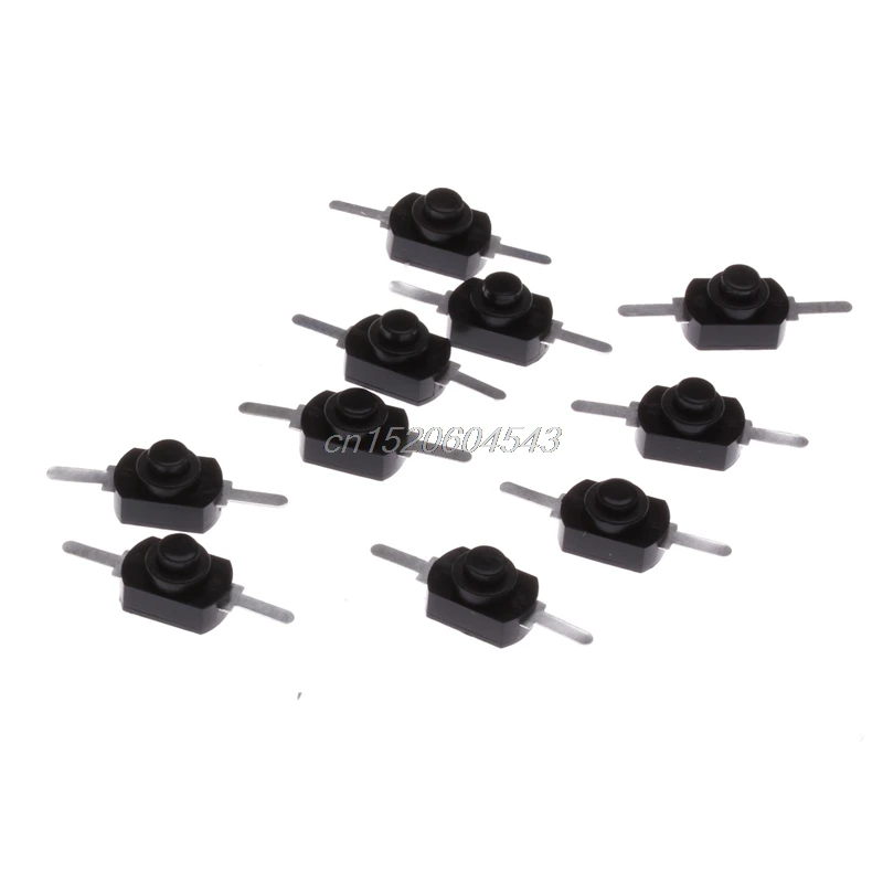 

New 10Pcs/Set 1A 30V DC 250V Black Latching On Off Mini Torch Push Button Switch R06 Drop Ship