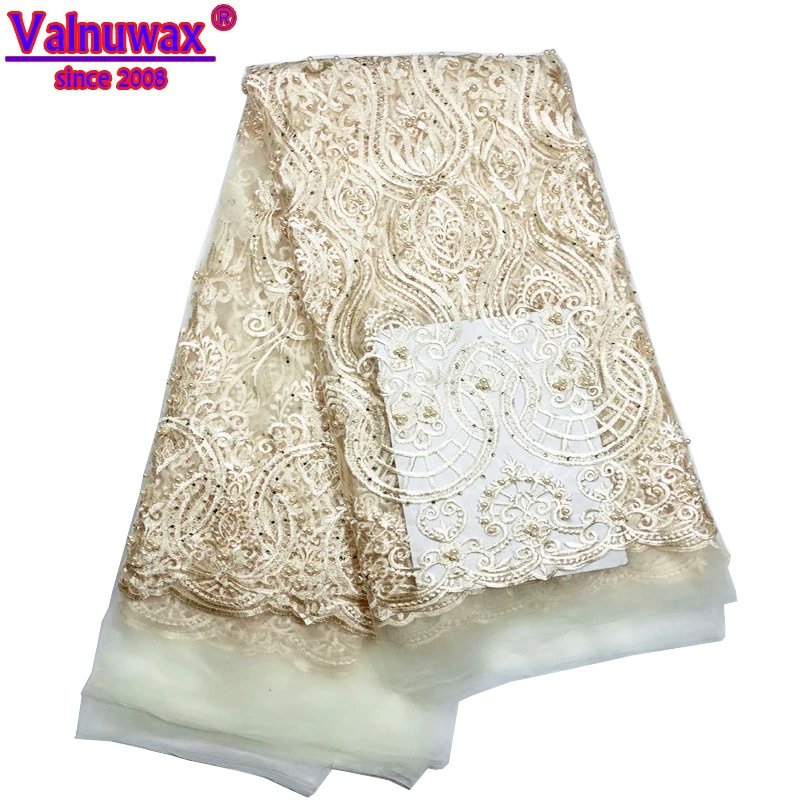 

African Lace Fabric Stick Stones and Stick beads Nigerian Lace Handicrafts French Tulle Lace Fabric for wedding decoration -YJ