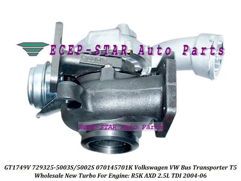 GT1749V 729325 729325-5003S 729325-5002S 070145701K Turbo Turbocharger For VOLKSWAGEN VW Bus Transporter T5 2004-06 R5K AXD 2.5L  (2)