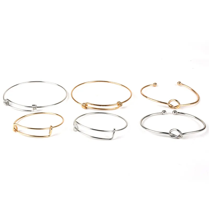 

Fashion 2-10pcs/lot Gold Silver Plated Charming Expandable Bangles Women Lady Wire Adjustable bangle Bracelet For Gift Charms