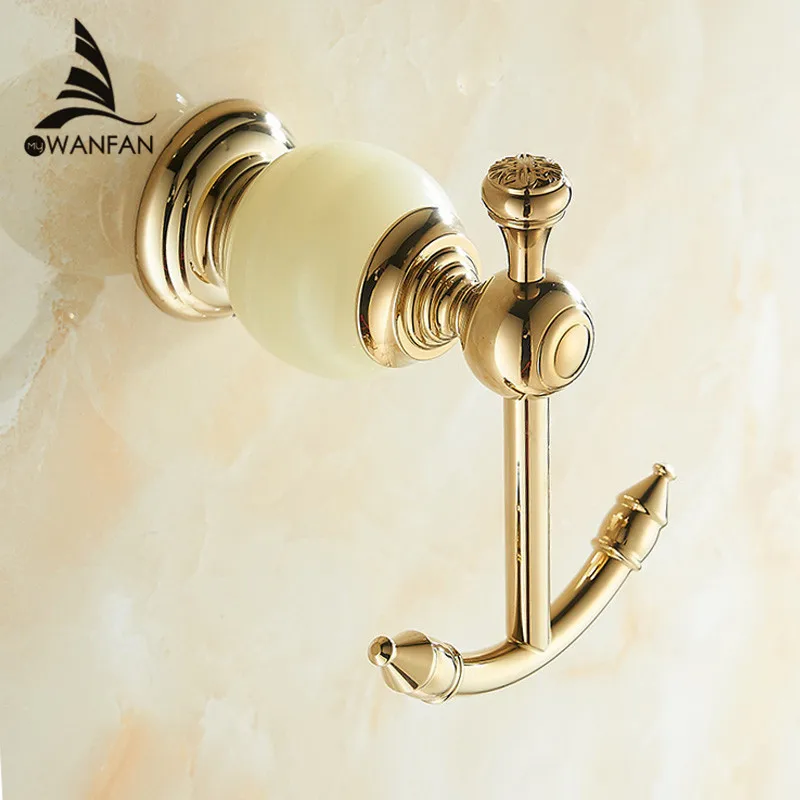 bathroom accessories wall mounted brass jade golden single robe hook clothes hooks decorative coat - Decorative Coat Hooks bathroom accessories wall mounted brass jade golden single robe hook clothes hooks decorative coat - Decorative Coat Hooks