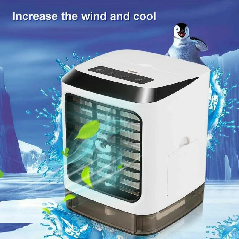 

Remote Control Air Conditioner Fan 4 In 1 Portable 7 Color LED Night Light Small Personal USB Mini Air Humidifier Cooling Fan