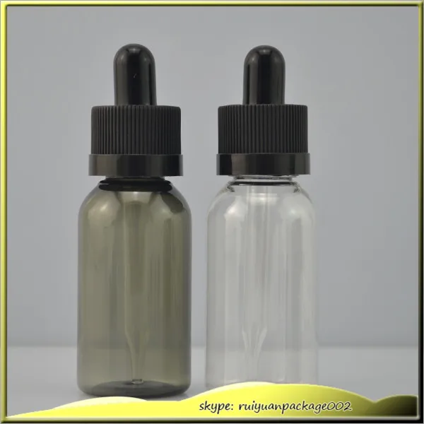 

100 pcs 30ml black PET plastic dropper e-liquid bottle imitate clear glass dropper bottle e cigarette oil filling dropper bottle