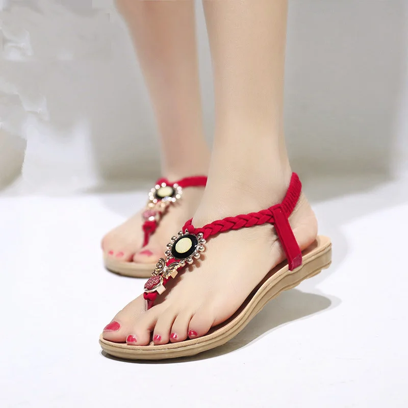 

Women Sandals Ankle-Wrap Summer Shoes Women Flat Sandals Bohemia comfortable ladies sandals Non-slip slippers beach shoes