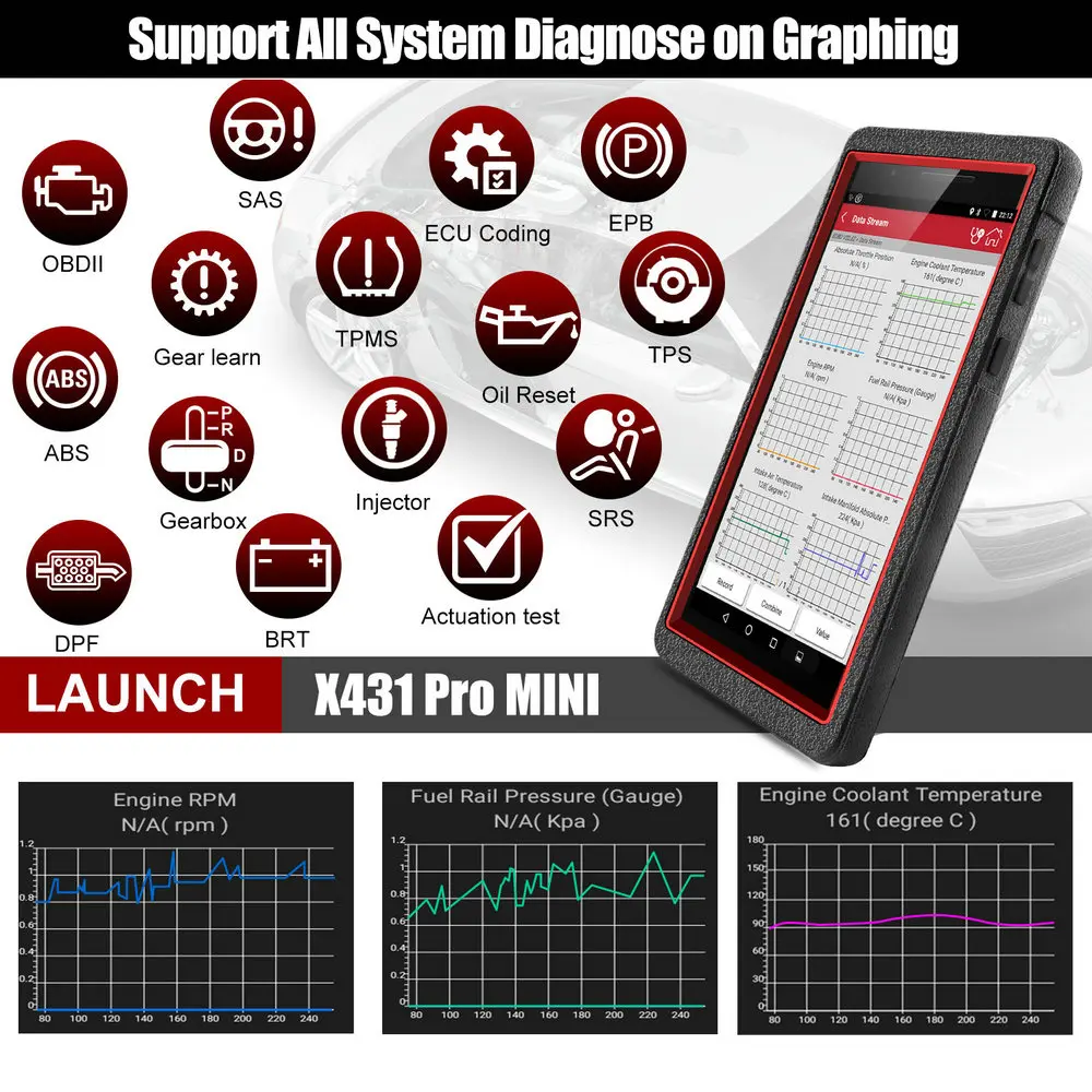 LAUNCH X431 Pro Mini Wifi/Bluetooth OBD2 сканер полная система ODB2 автомобильный диагностический инструмент SAS EPB сброс масла OBD 2 Автомобильный сканер