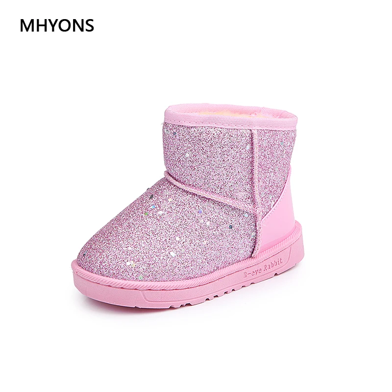 MHYONS/2018 новые зимние ботинки для девочек Детская обувь искусственная кожа