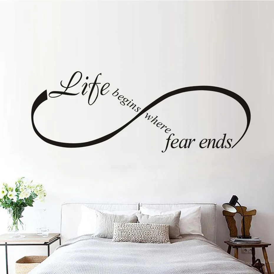 Us 5 02 36 Off Life Begins Where Fear Ends Art Design Vinyl Lettering Quotes Bedroom Wall Sticker Removable Modern Design Decor Home Decal Art In