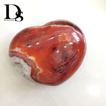 

Natural Red Carnelian Geode Heart Figurine Drusy Cluster Crystal Agate Jade Quartz Mineral Polished Specimen Madagascar