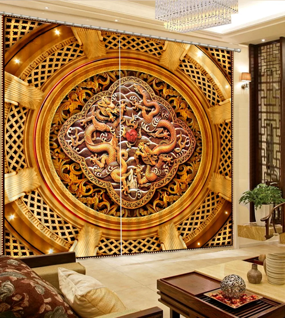 window curtains Chinese Customize any size blackout Used for bedroom living room windows Carved pattern 3D | Дом и сад