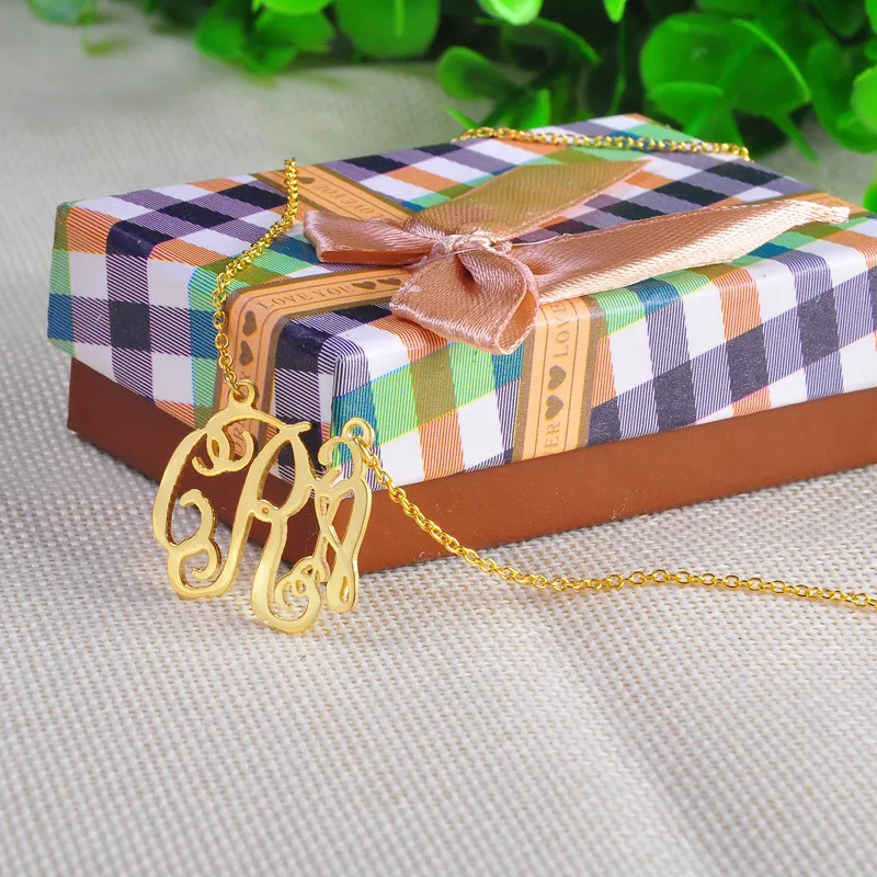 

3 Initial Nameplate Necklace Personalized Monogrammed Pendent Fashion 925 Solid Silver Jewelry Collar