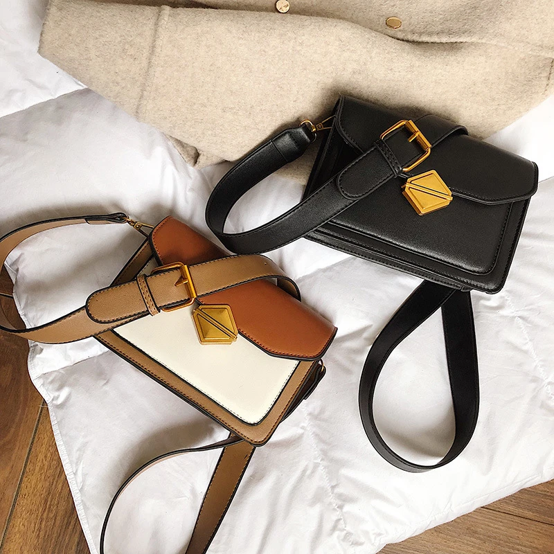 

Bags For Women Fashion Quality PU Leather Women Bag Hit Color Portable Shoulder Messenger Bags Travel Tote Crossbody Bag