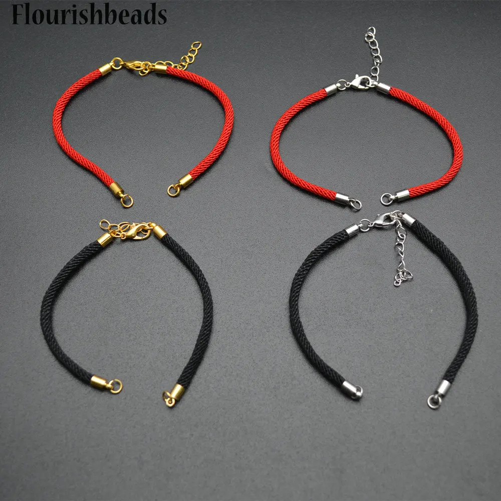 

Red / Black Color 2.5mm Thickness Braided Thread Lobster Clasps Extender Chains Bracelet Cord