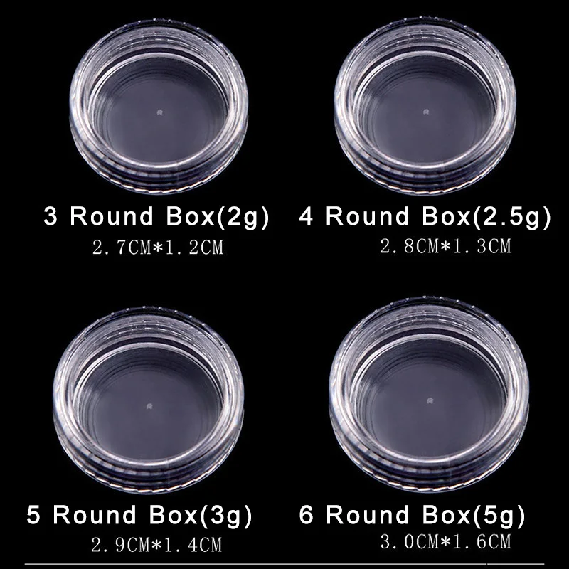 3 шт портативная пластиковая прозрачная Косметическая пустая банка, коробка для горшка, макияж, дизайн ногтей, косметический контейнер для хранения бусин, квадратная/круглая бутылка