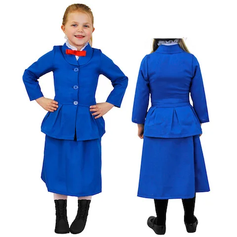 CHILDS MAGICAL NANNY CHARACTER GIRLS FANCY DRESS COSTUME TV FILM BOOK VICTORIAN