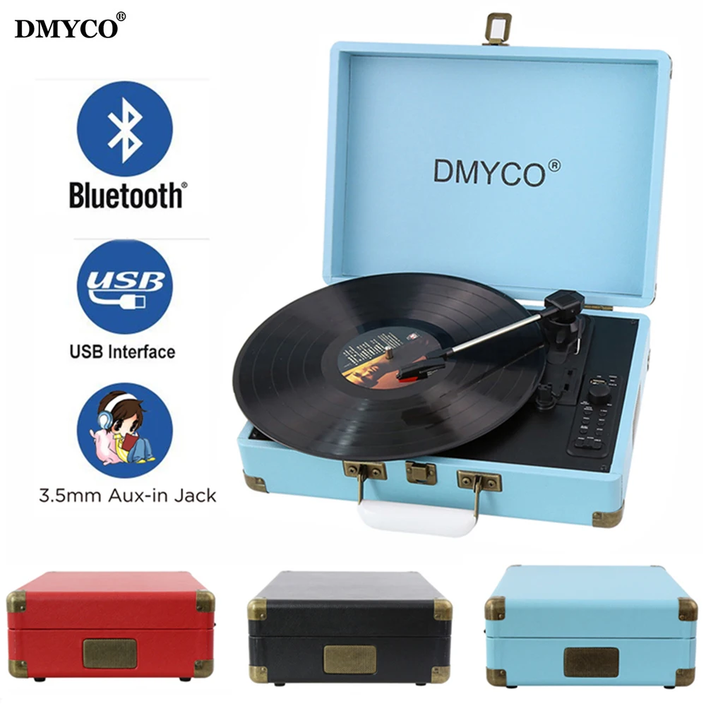 DMYCO Bluetooth 3 Speed Portable Stereo USB Vinyl Record font b Music b font Audio Bluetooth