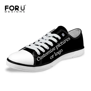 

FORUDESIGNS Custom Images or Logo Women Fashion Casual Canvas Shoes Low Top Lace-up Vulcanized Shoes for Women Flats Female Shoe