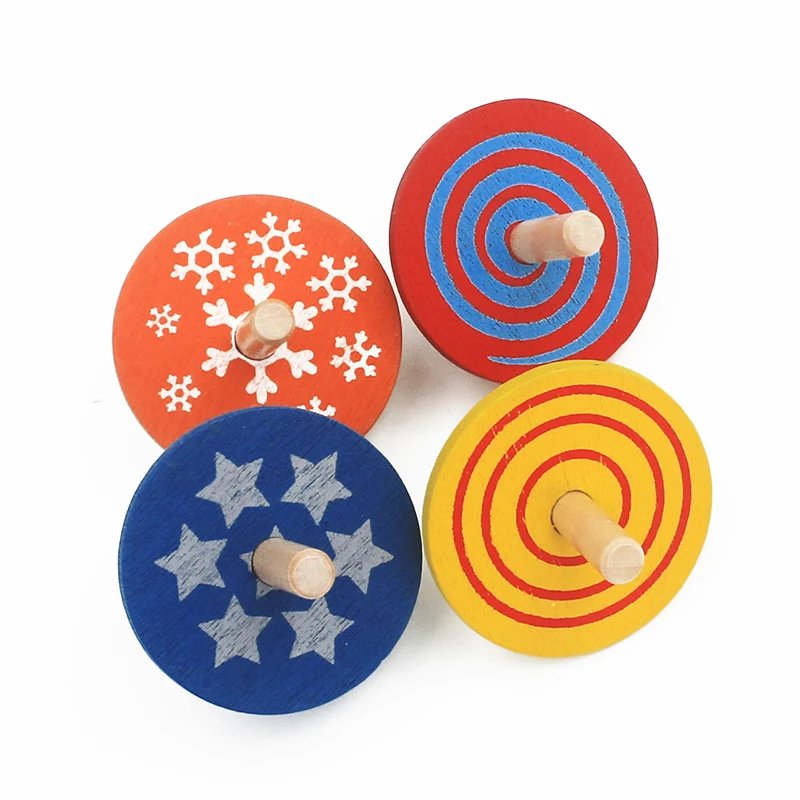 2016 New Arrival 4Pcs Lot Wooden font b Toy b font Colorful font b Spinning b