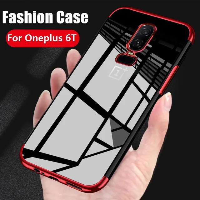 

Silicone Plating Phone Case for OnePlus 6 6T 5 5T Clear Soft Plating TPU Coque for One plus 5 6 T 1+ Six Ultra Thin Back Cover