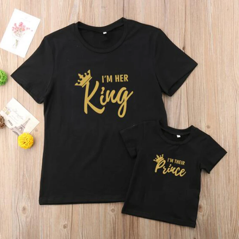 Новые одинаковые комплекты одежды для всей семьи футболка для папы, мамы, дочки, сына и короны одежда для папы, мамы и меня королевская королева