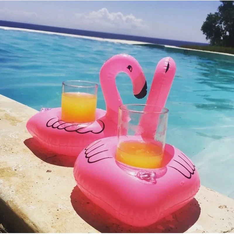 

Mini Cute Pink Flamingo Drink Holder PVC Inflatable Floating Swimming Pool Beach Party Kids Swim Beverage Holders