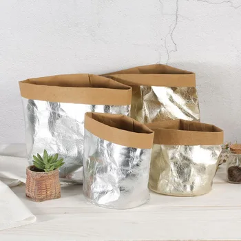 

Mini Succulents Kraft Paper Flower Pot Cover Plants Flowerpot Bag Washable Storage Bags Children Room Sundries Organizer Pouch