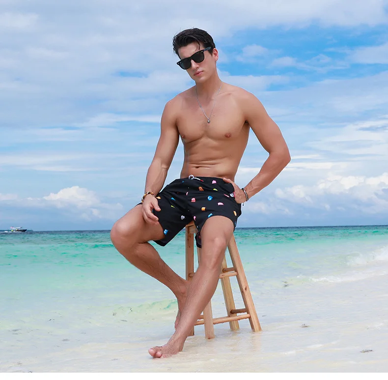 Qikerbong calções de praia dos homens boxer