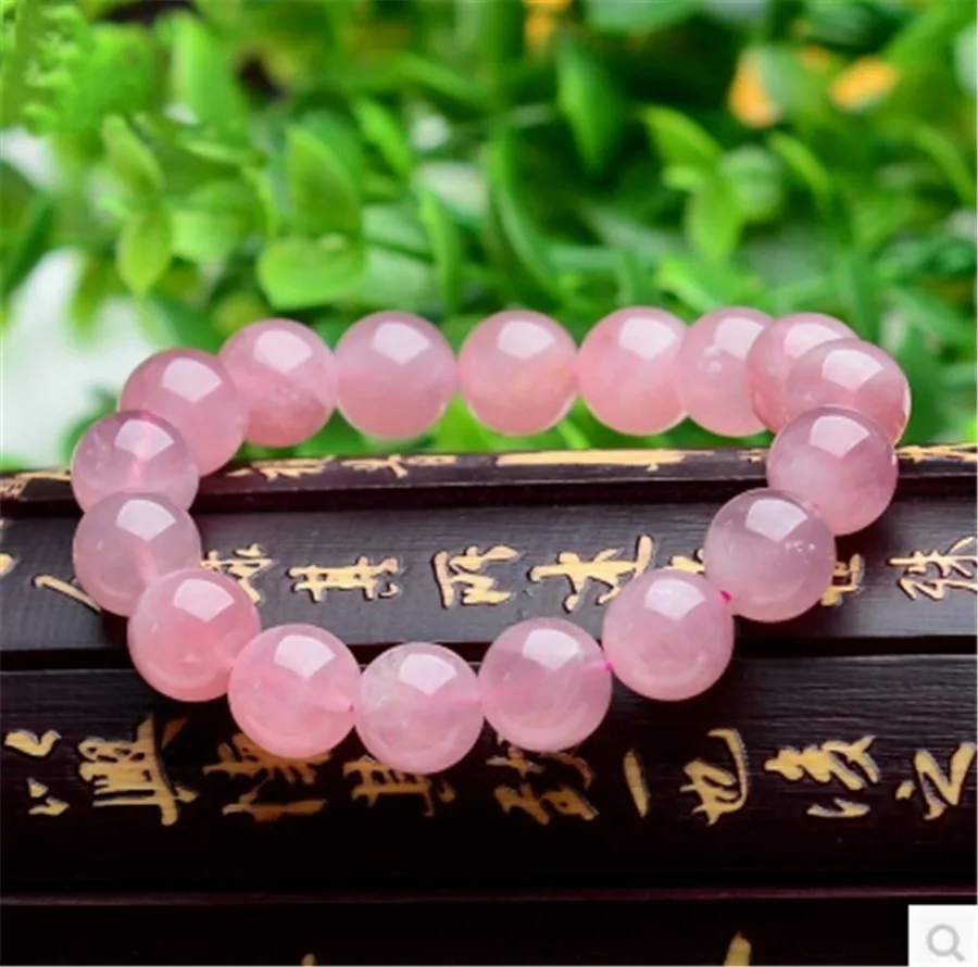 

10mm Genuine Natural Rose Pink Quartz Bracelets For Women Femme Stretch Crystal Round Bead Bracelet Drop Shipping