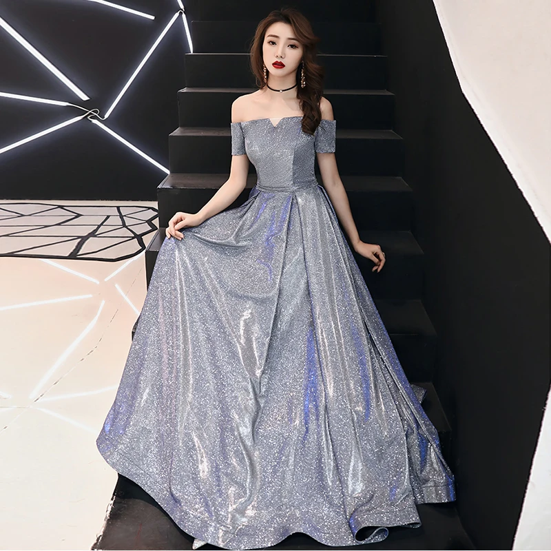 VENFLON Luxury Women Dress Summer 2019 Elegant Sexy Off Shoulder Ball Gown Long Party Dress Female Bandage Sequin Maxi Dress 3XL