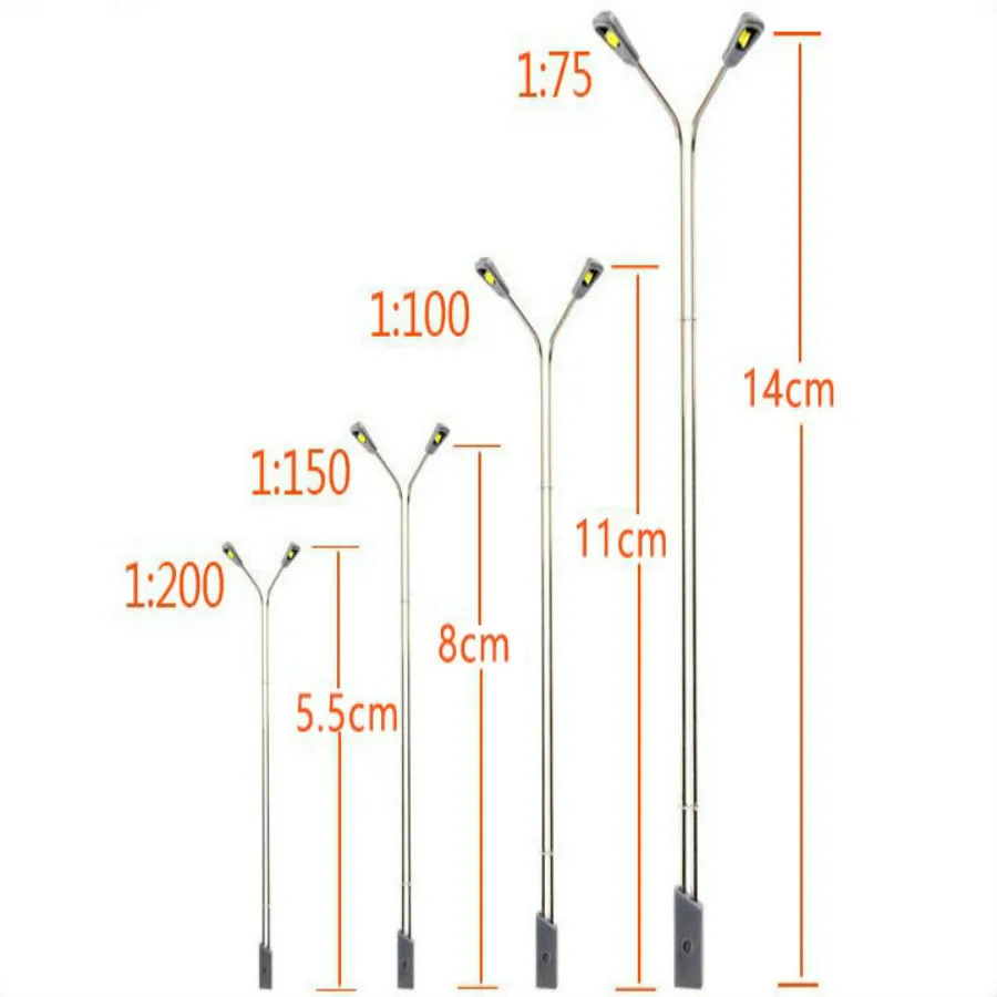 50 шт. 1/75-1/200 масштабная модель медная железная дорога улица водонепроницаемая лампа LAMPPOST с DC 3 в светодиоды модель игрушки аксессуар модель